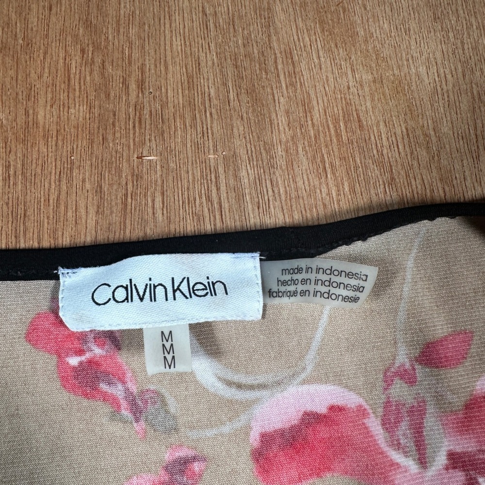 Calvin Klein Zip Front Top Women Medium Red Black Floral Patchwork M9JH6063 - Picture 6 of 9